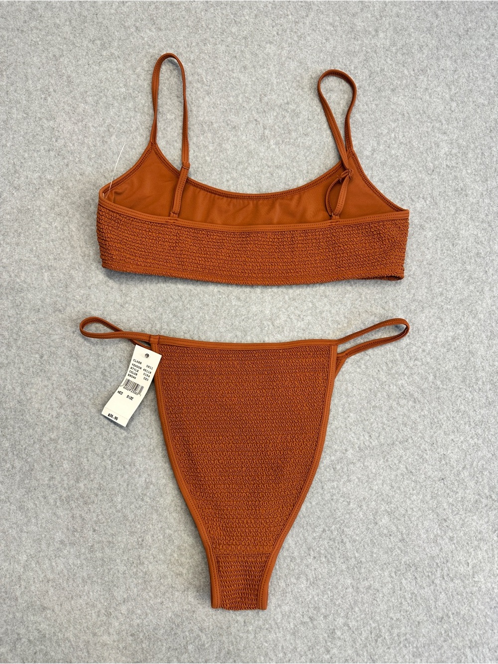 PacSun Textured Rust Scoop Bikini Top & High-Leg Bottom - Brown - Picture 6 of 6